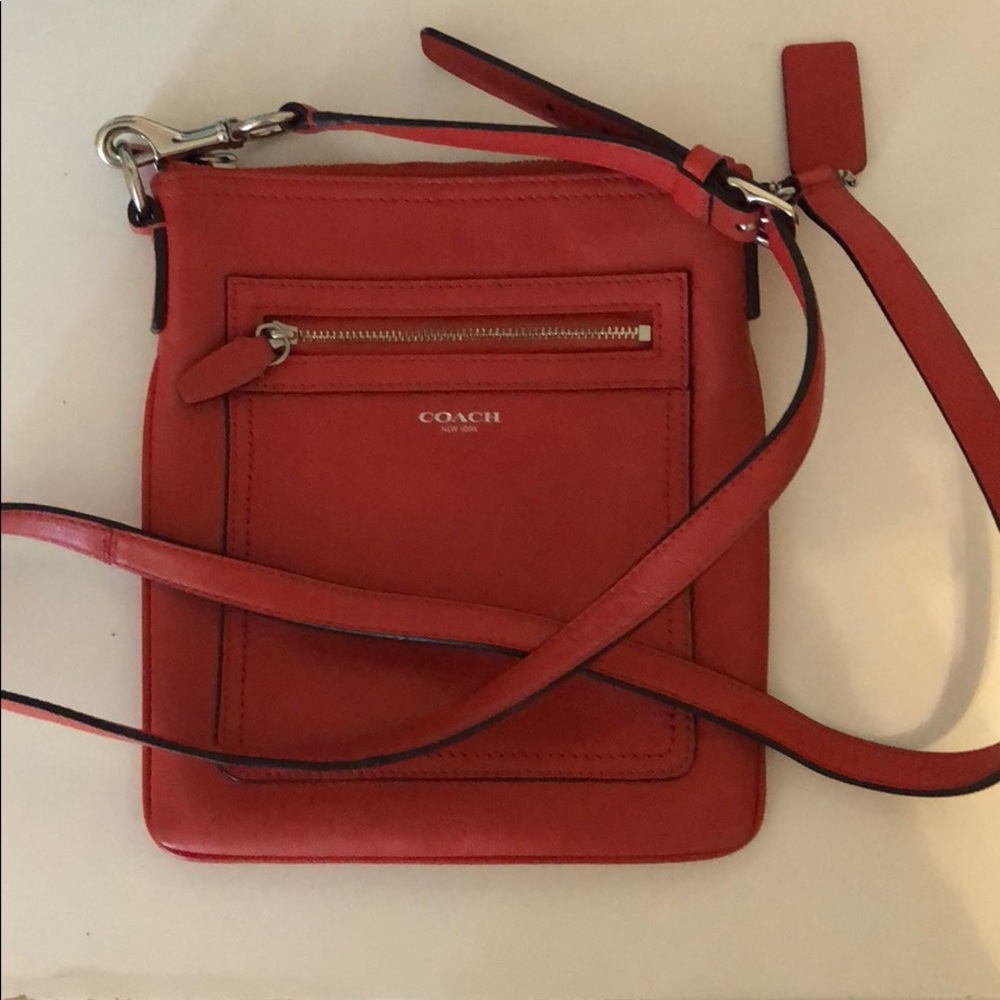 Coral red Coach crossbody